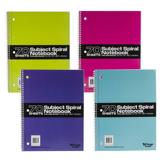 70 Sheets 1 Subject Spiral Notebook - Random