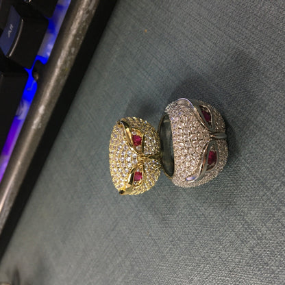 Hip-hop creative owl zircon-encrusted ring