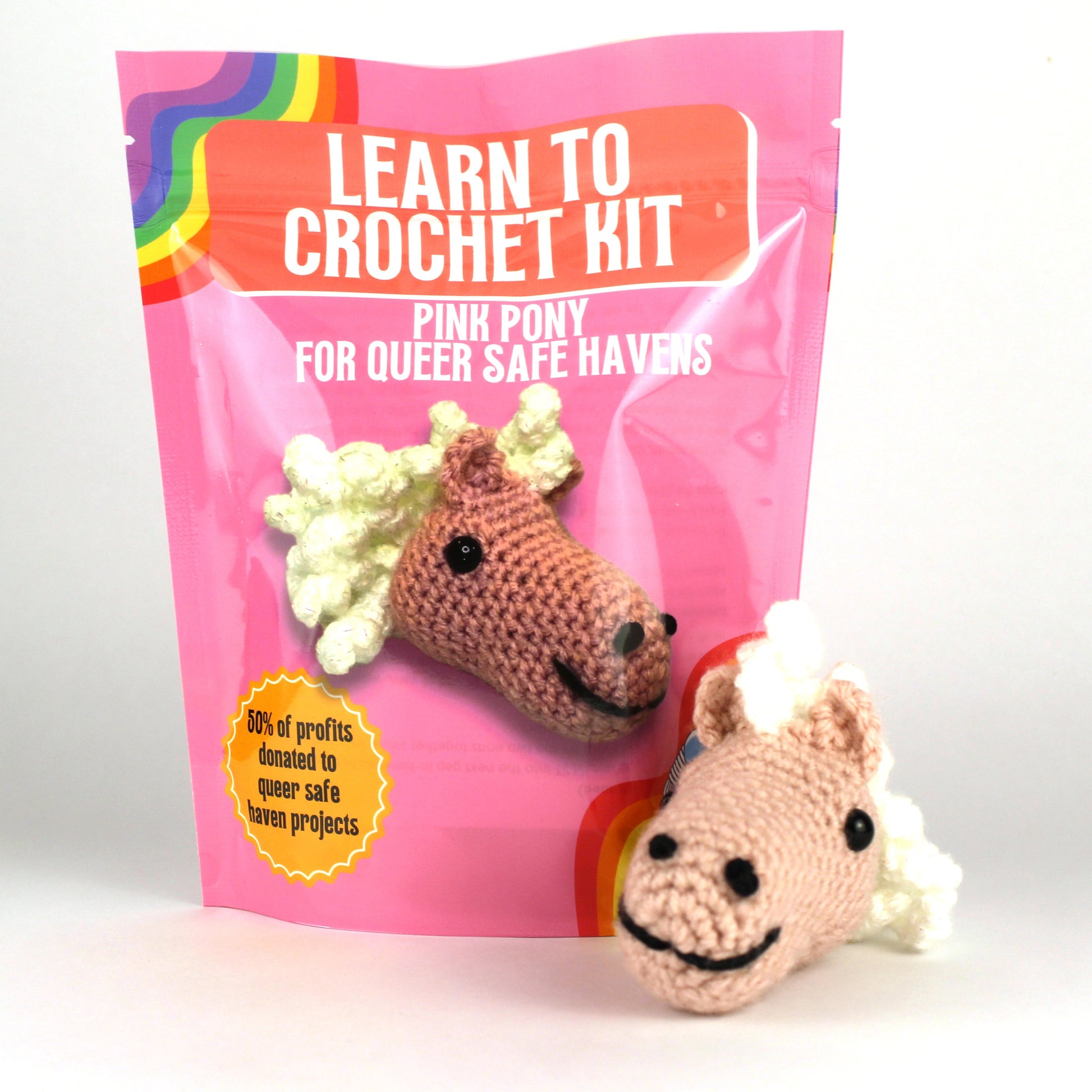 Pink Pony Learn to Crochet Kit For Queer Safe