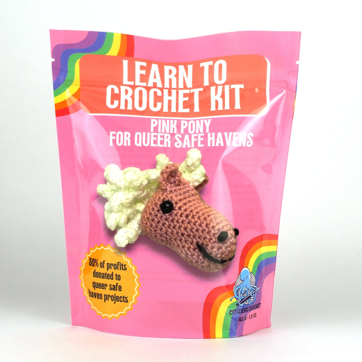 Pink Pony Learn to Crochet Kit For Queer Safe