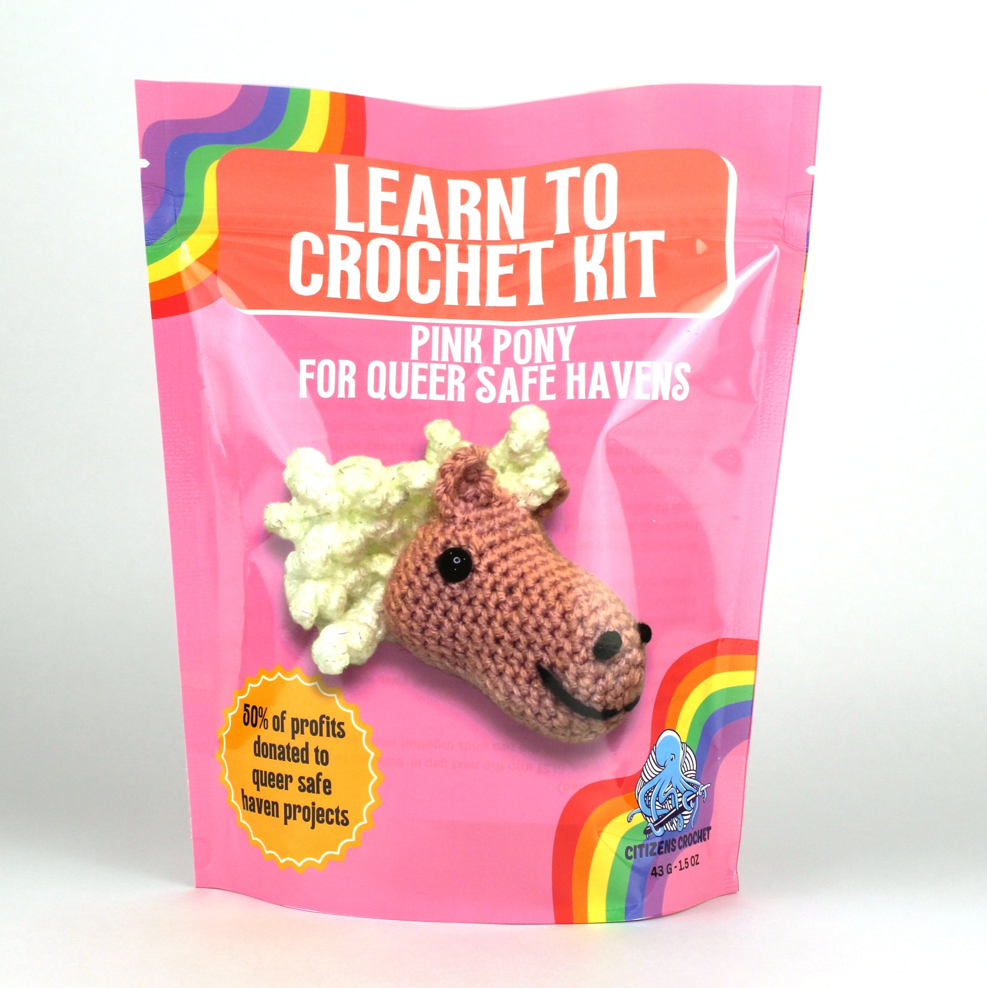 Pink Pony Learn to Crochet Kit For Queer Safe
